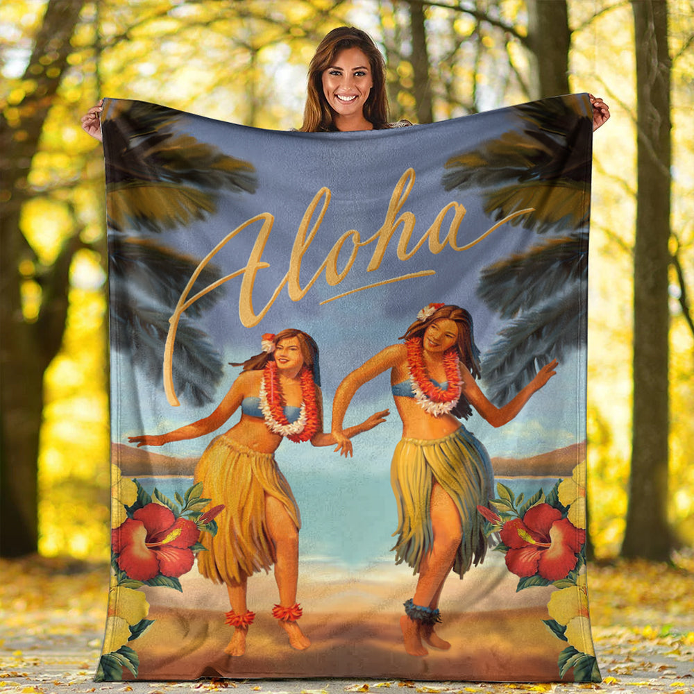 Hawaii Premium Blanket Aloha Hula Dance Hibiscus-Myprintsy