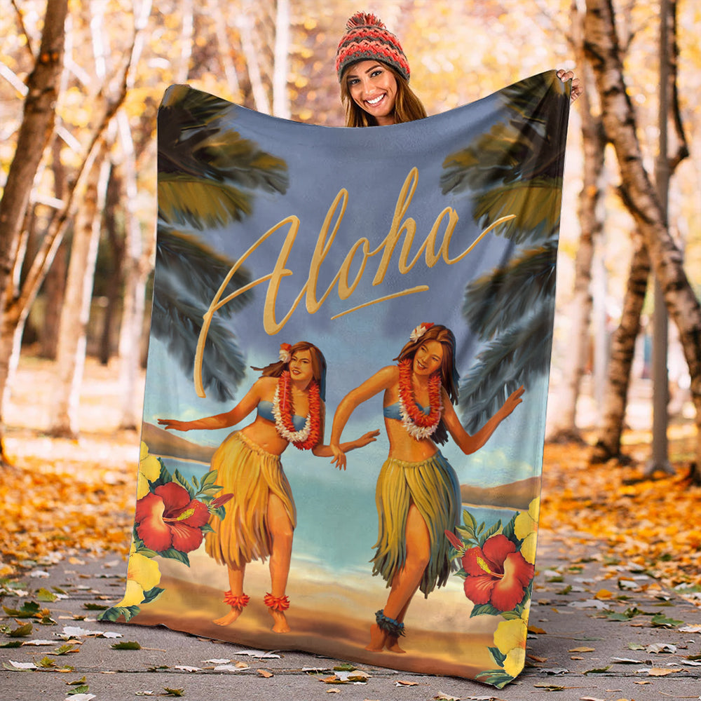 Hawaii Premium Blanket Aloha Hula Dance Hibiscus-Myprintsy