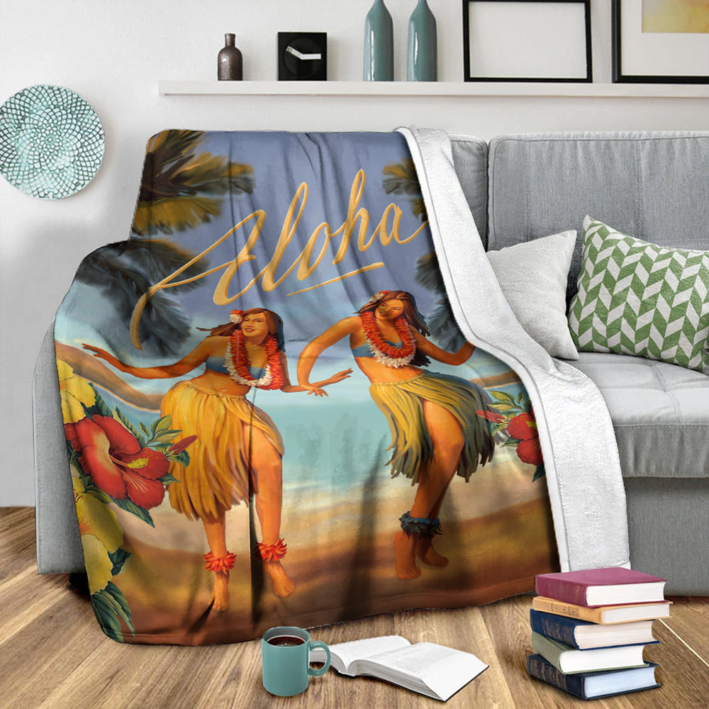 Hawaii Premium Blanket Aloha Hula Dance Hibiscus-Myprintsy