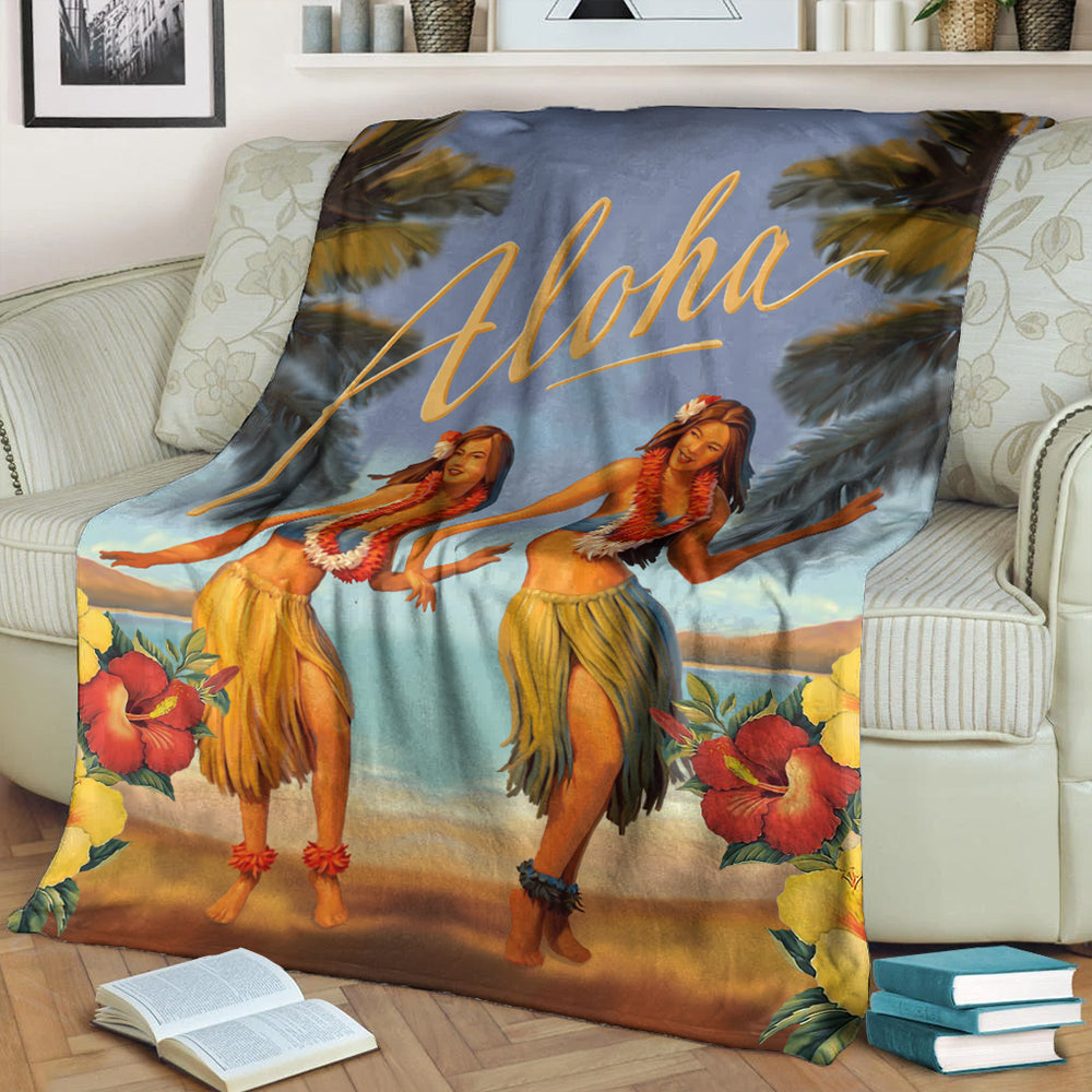 Hawaii Premium Blanket Aloha Hula Dance Hibiscus-Myprintsy
