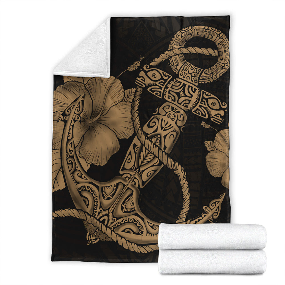 Hawaii Premium Blanket Anchor Poly Tribal Gold-Myprintsy