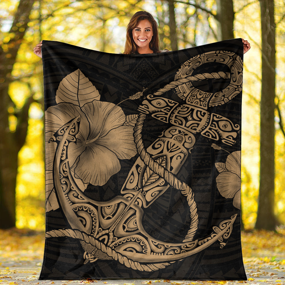 Hawaii Premium Blanket Anchor Poly Tribal Gold-Myprintsy