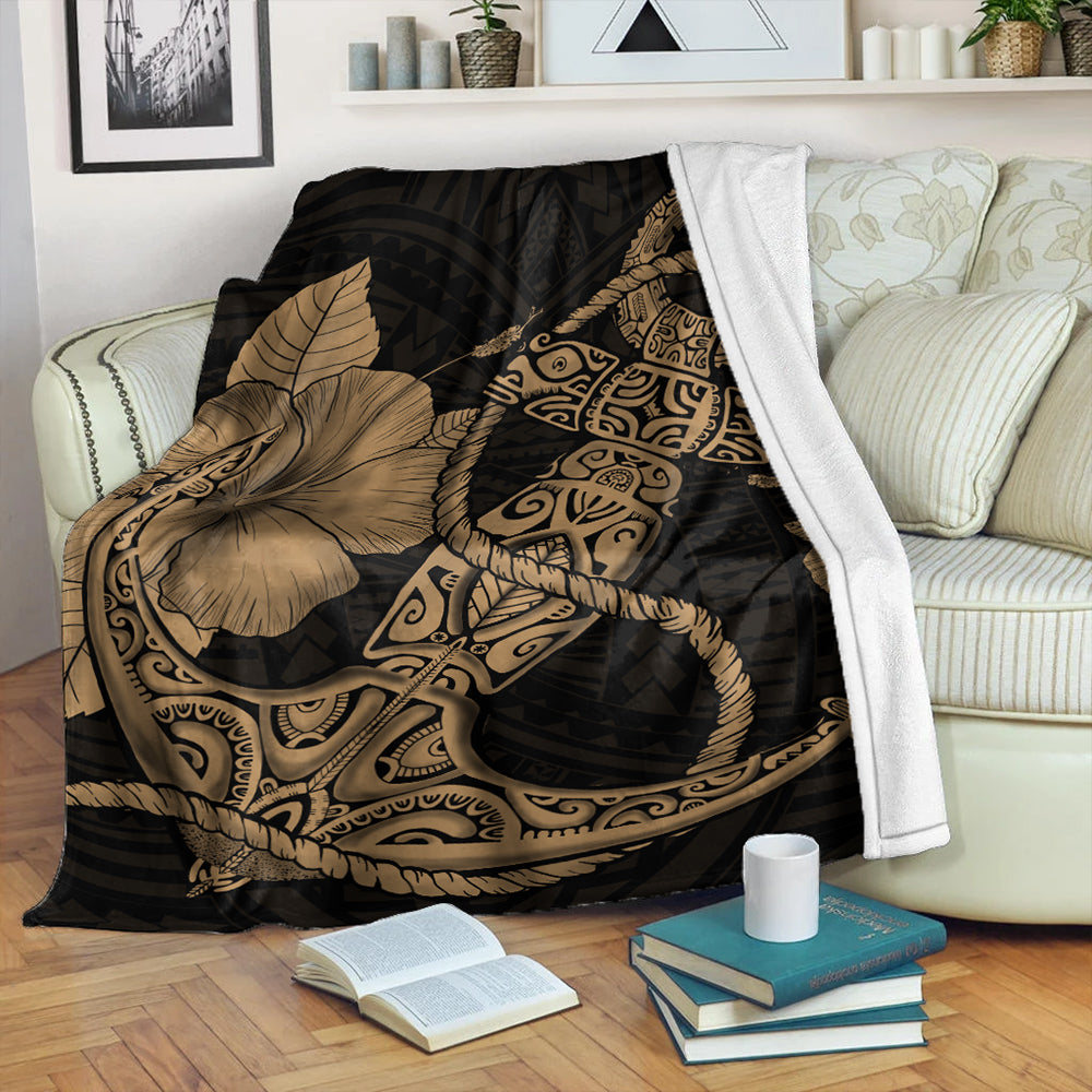 Hawaii Premium Blanket Anchor Poly Tribal Gold-Myprintsy