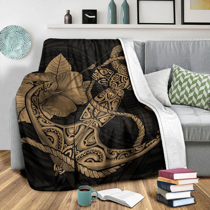 Hawaii Premium Blanket Anchor Poly Tribal Gold-Myprintsy
