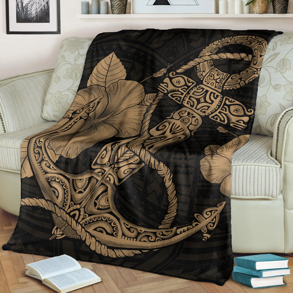 Hawaii Premium Blanket Anchor Poly Tribal Gold-Myprintsy