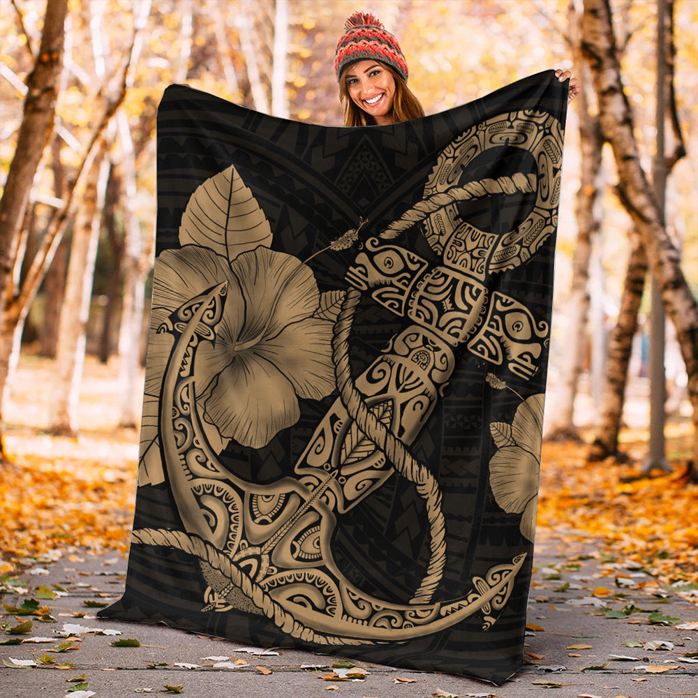 Hawaii Premium Blanket Anchor Poly Tribal Gold-Myprintsy