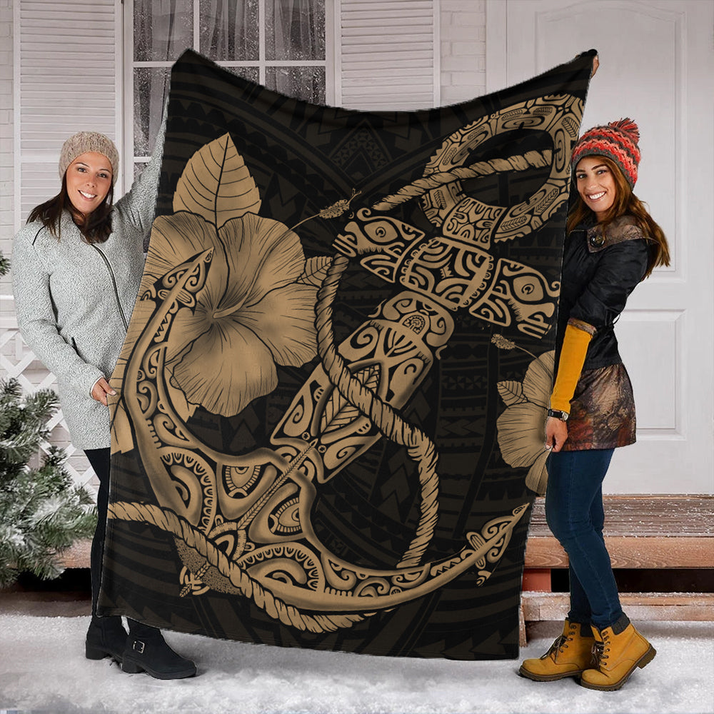 Hawaii Premium Blanket Anchor Poly Tribal Gold-Myprintsy