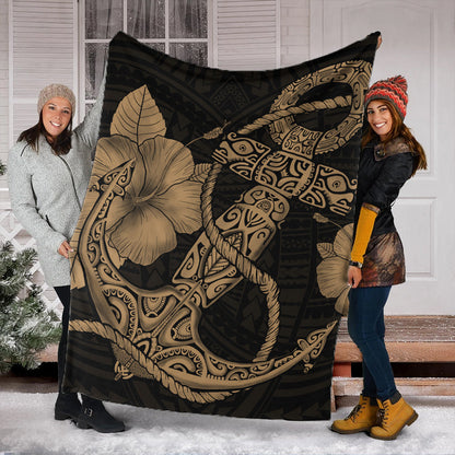 Hawaii Premium Blanket Anchor Poly Tribal Gold-Myprintsy
