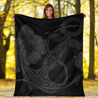 Hawaii Premium Blanket Anchor Poly Tribal Gray-Myprintsy
