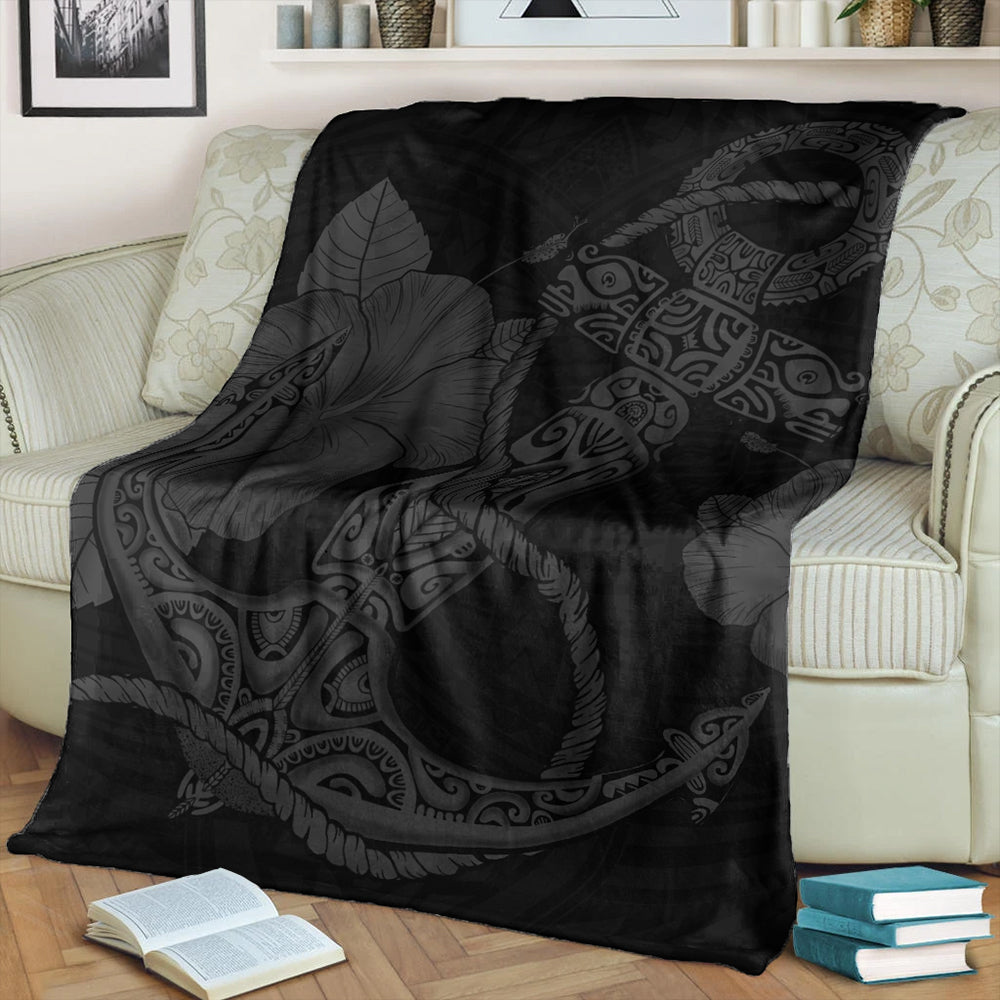 Hawaii Premium Blanket Anchor Poly Tribal Gray-Myprintsy