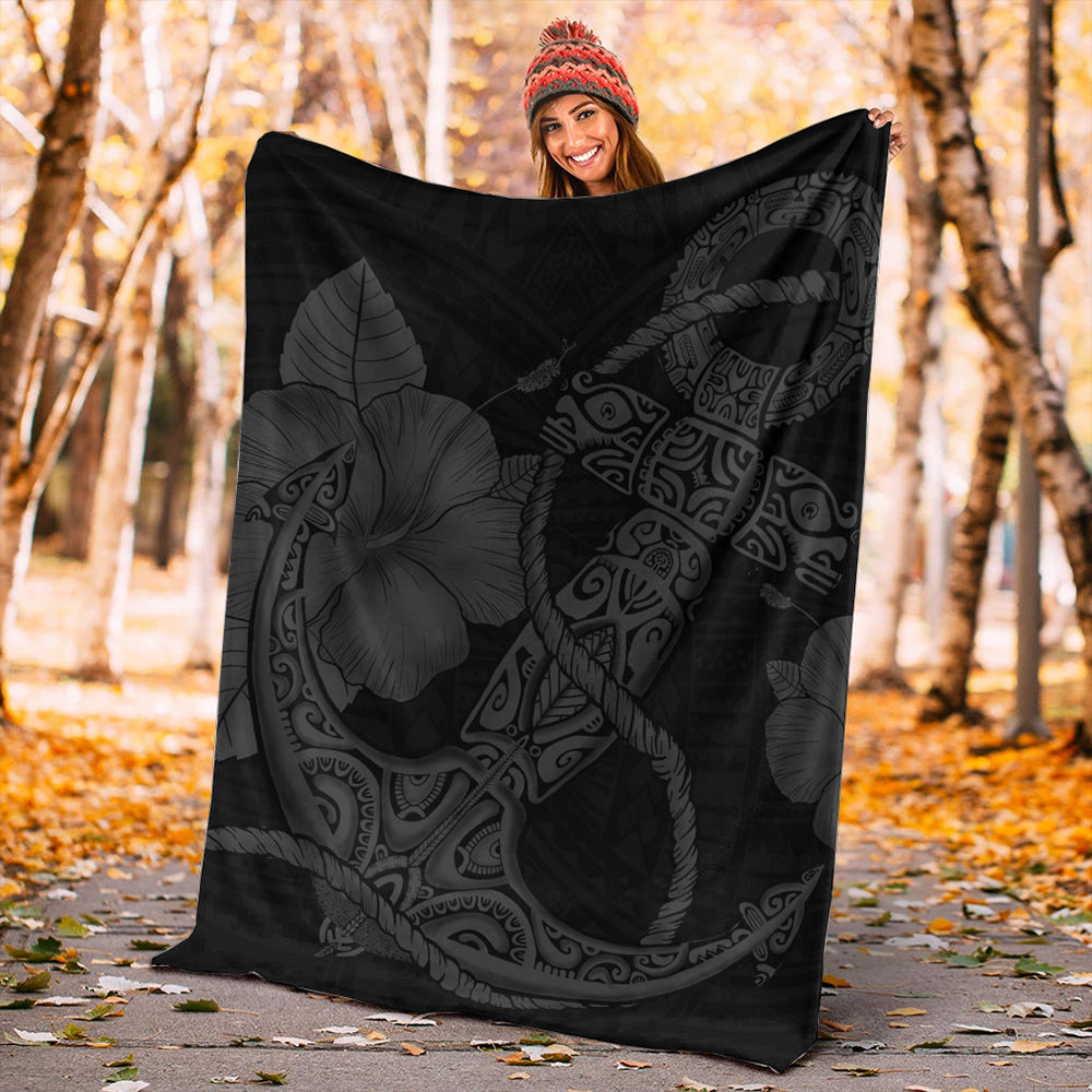 Hawaii Premium Blanket Anchor Poly Tribal Gray-Myprintsy