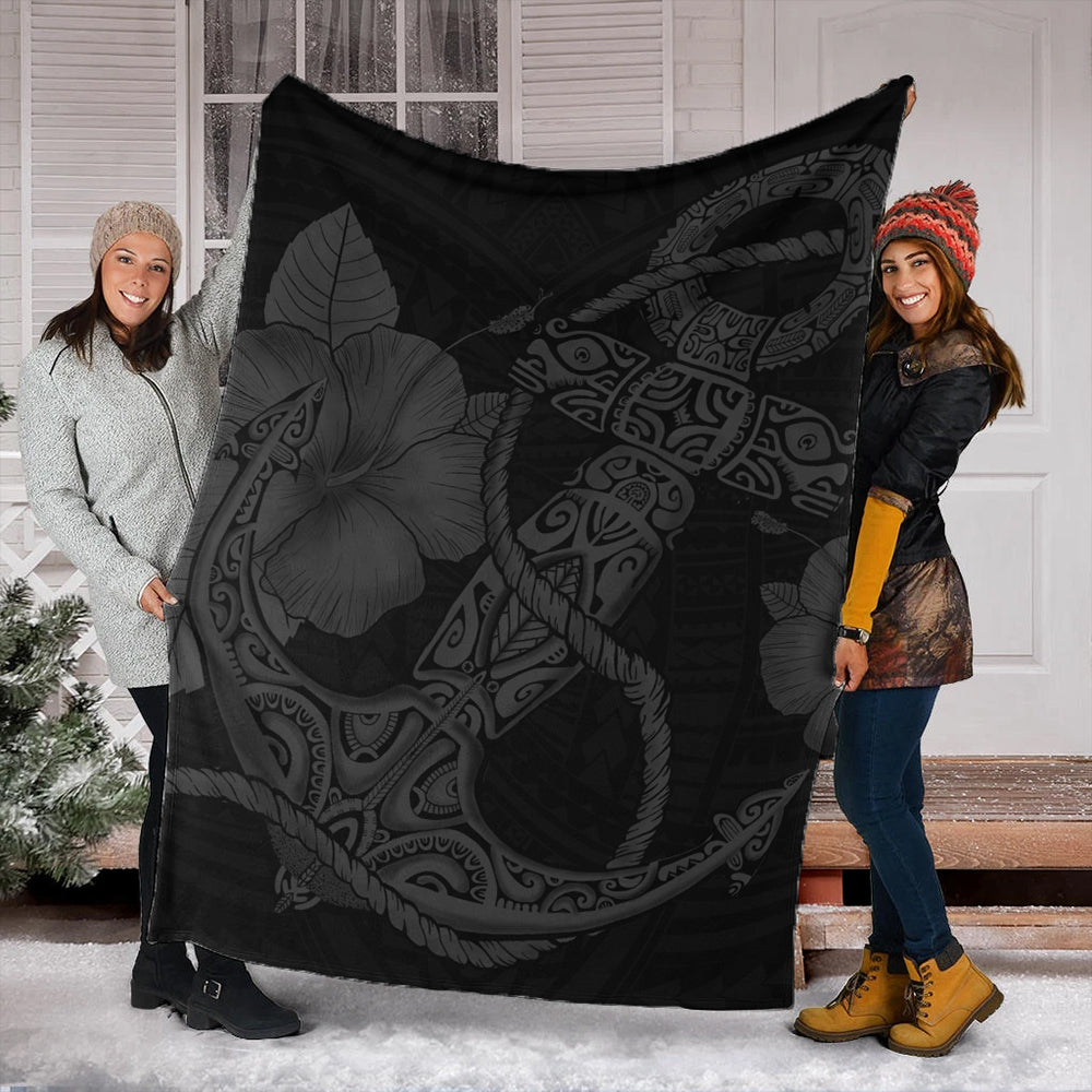 Hawaii Premium Blanket Anchor Poly Tribal Gray-Myprintsy