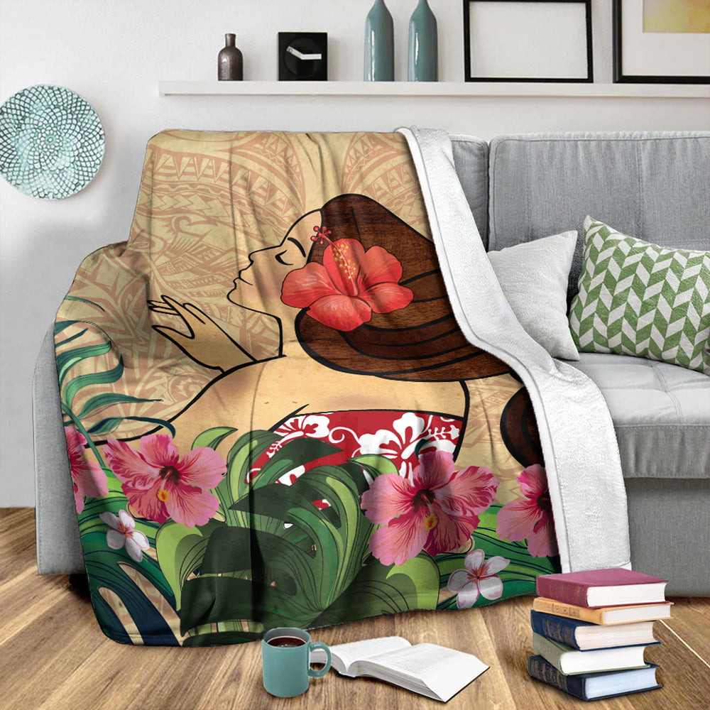 Hawaii Premium Blanket Beautiful Hula Girl Hibiscus Tropical-Myprintsy