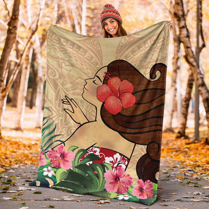 Hawaii Premium Blanket Beautiful Hula Girl Hibiscus Tropical-Myprintsy