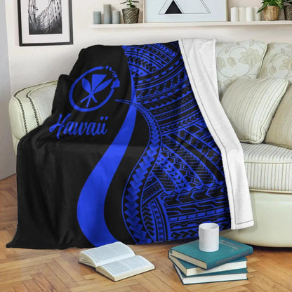 Hawaii Premium Blanket - Blue Polynesian Tentacle Tribal Pattern-Myprintsy