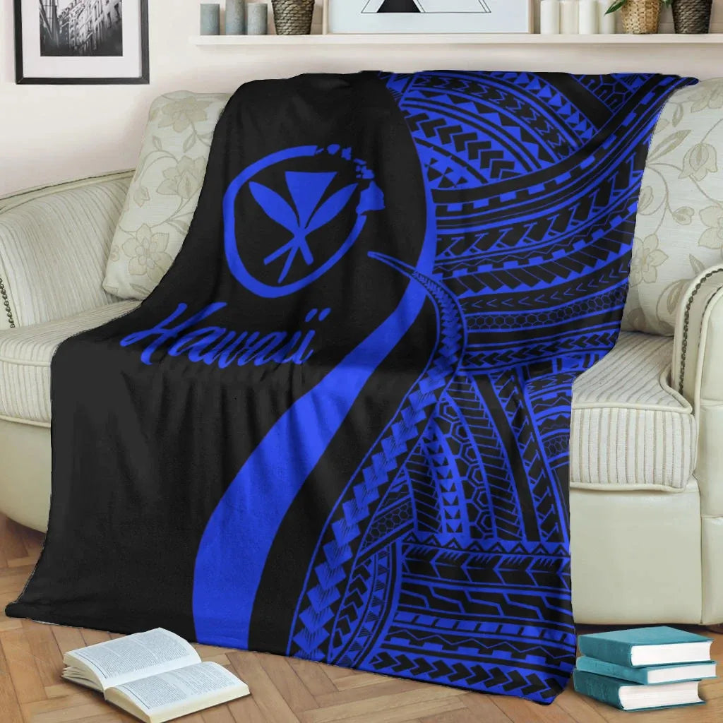 Hawaii Premium Blanket - Blue Polynesian Tentacle Tribal Pattern-Myprintsy