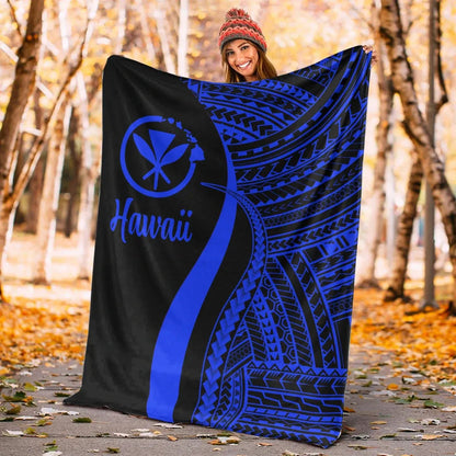 Hawaii Premium Blanket - Blue Polynesian Tentacle Tribal Pattern-Myprintsy
