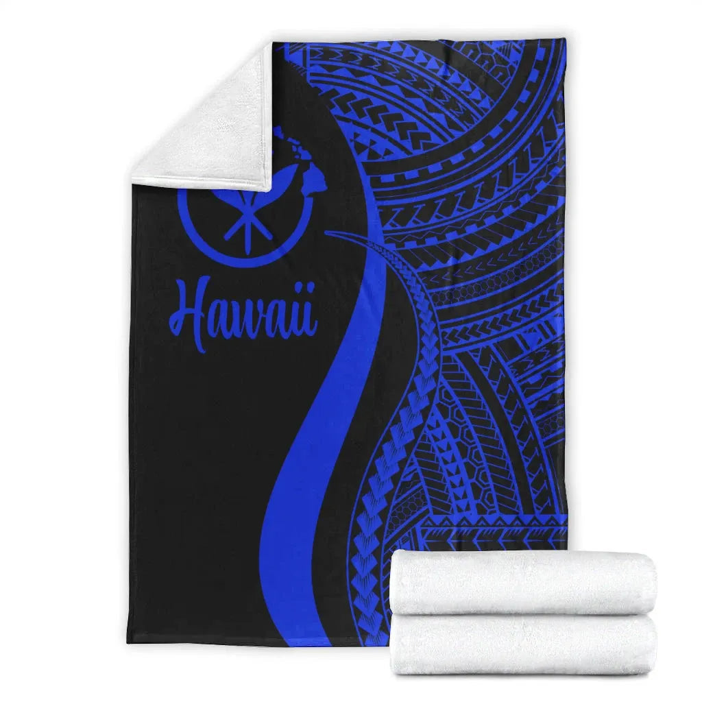 Hawaii Premium Blanket - Blue Polynesian Tentacle Tribal Pattern-Myprintsy
