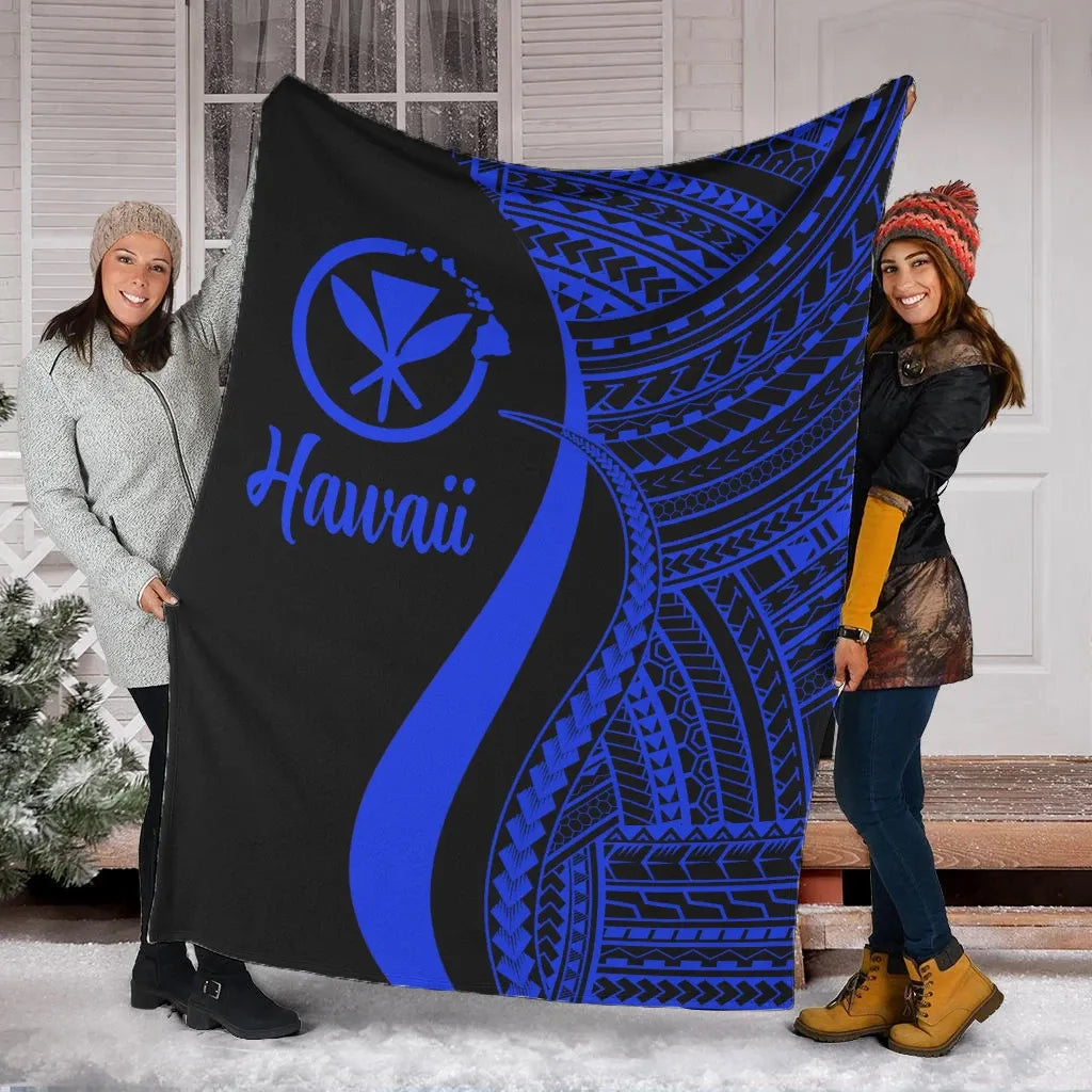 Hawaii Premium Blanket - Blue Polynesian Tentacle Tribal Pattern-Myprintsy