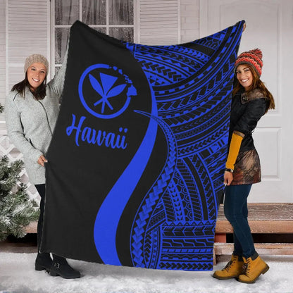 Hawaii Premium Blanket - Blue Polynesian Tentacle Tribal Pattern-Myprintsy