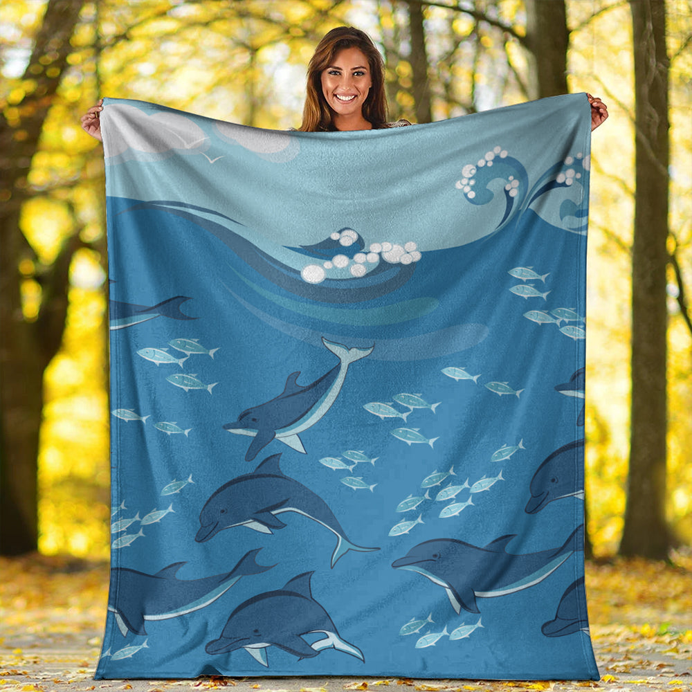 Hawaii Premium Blanket Dolphin And Sea-Myprintsy