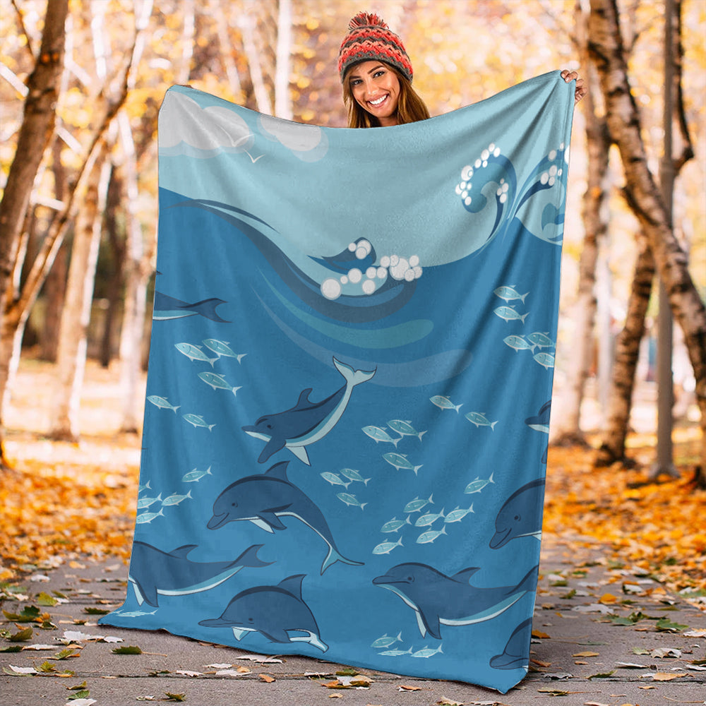 Hawaii Premium Blanket Dolphin And Sea-Myprintsy