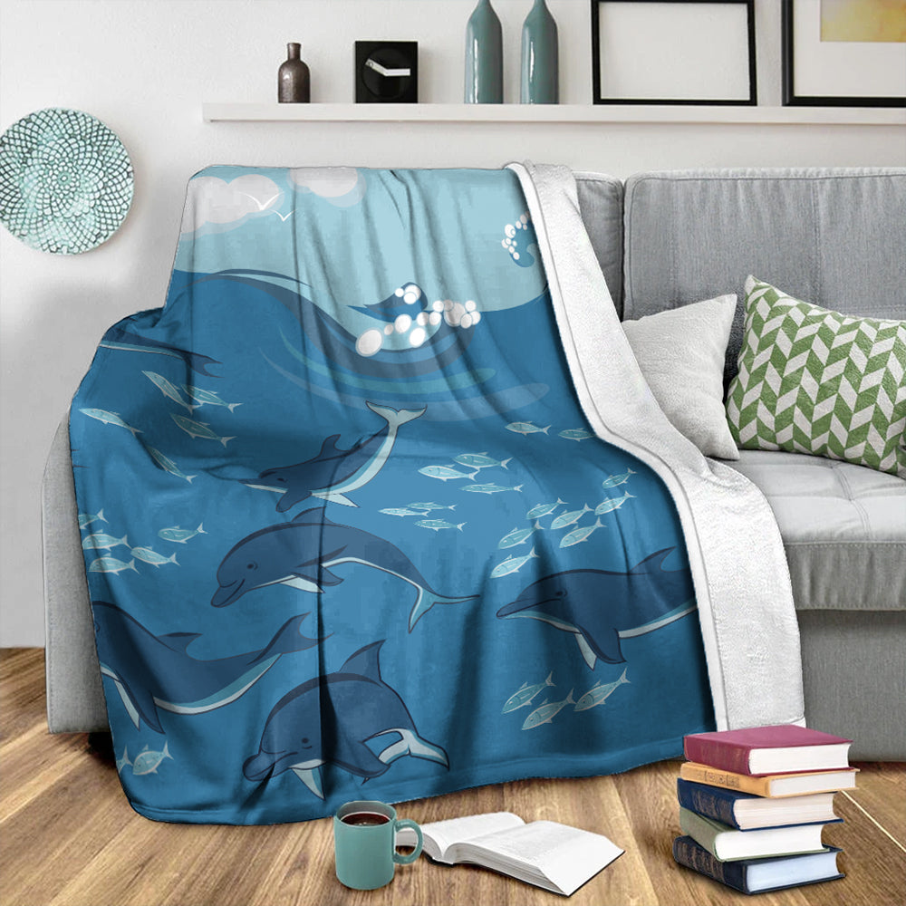 Hawaii Premium Blanket Dolphin And Sea-Myprintsy