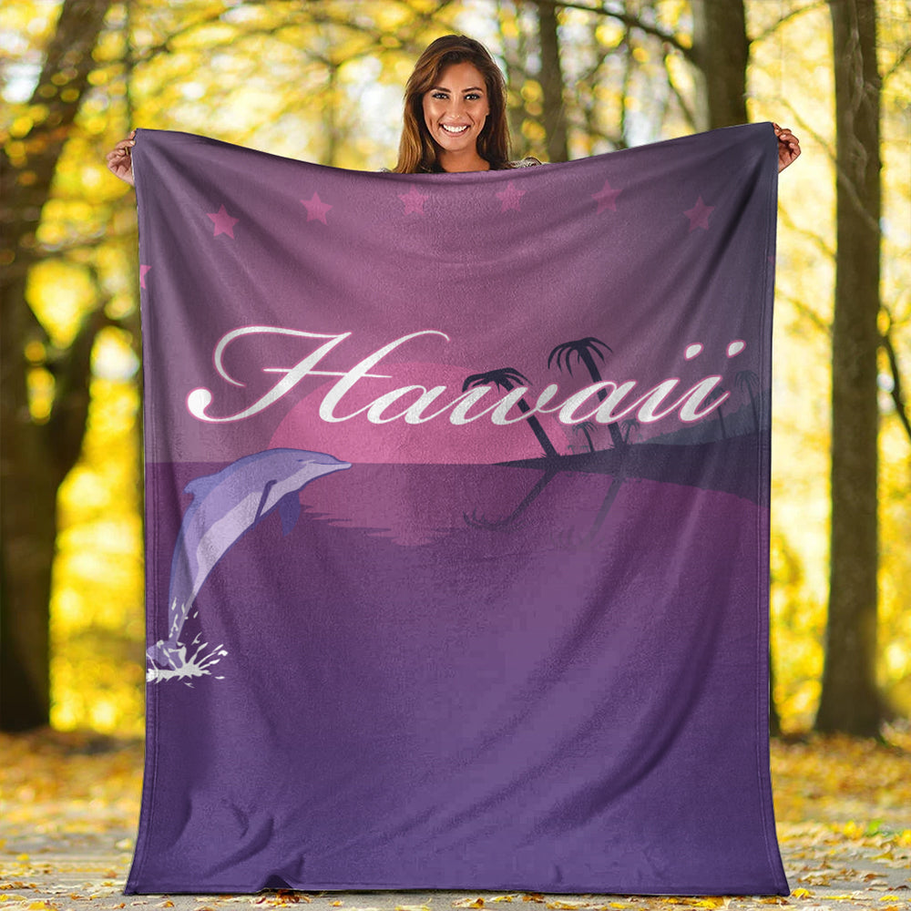 Hawaii Premium Blanket Dolphin Club Violet Sun-Myprintsy