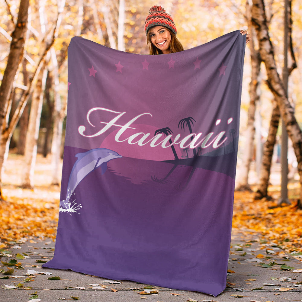 Hawaii Premium Blanket Dolphin Club Violet Sun-Myprintsy