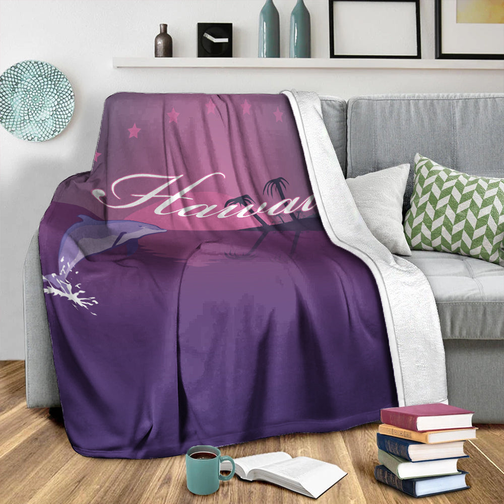 Hawaii Premium Blanket Dolphin Club Violet Sun-Myprintsy