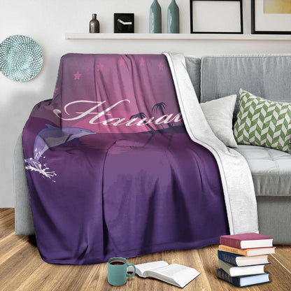 Hawaii Premium Blanket Dolphin Club Violet Sun-Myprintsy