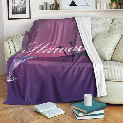 Hawaii Premium Blanket Dolphin Club Violet Sun-Myprintsy