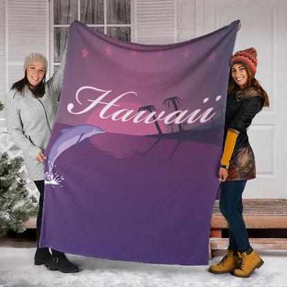 Hawaii Premium Blanket Dolphin Club Violet Sun-Myprintsy