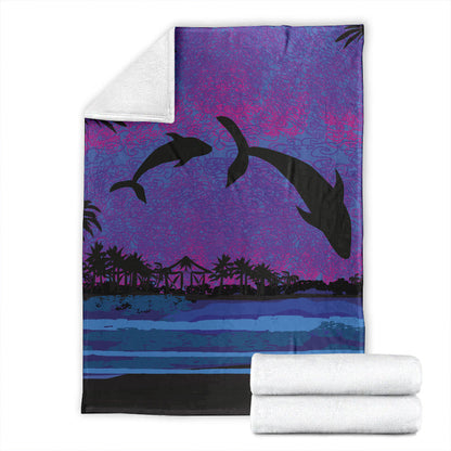 Hawaii Premium Blanket Dolphin Dance In Night-Myprintsy