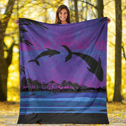 Hawaii Premium Blanket Dolphin Dance In Night-Myprintsy