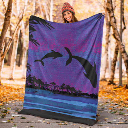 Hawaii Premium Blanket Dolphin Dance In Night-Myprintsy