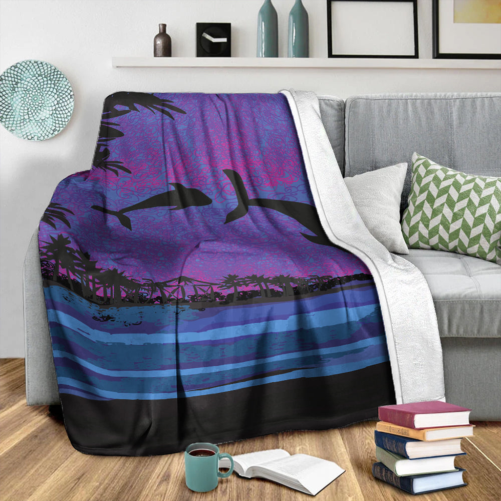 Hawaii Premium Blanket Dolphin Dance In Night-Myprintsy