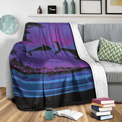 Hawaii Premium Blanket Dolphin Dance In Night-Myprintsy