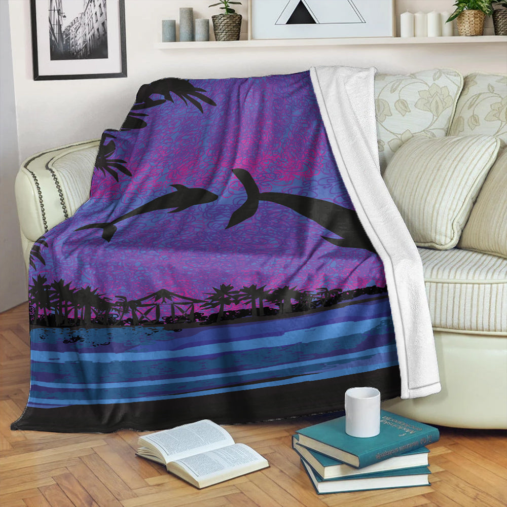 Hawaii Premium Blanket Dolphin Dance In Night-Myprintsy