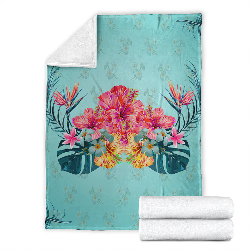 Hawaii Premium Blanket Flower Hibicus Plumeria Centre-Myprintsy