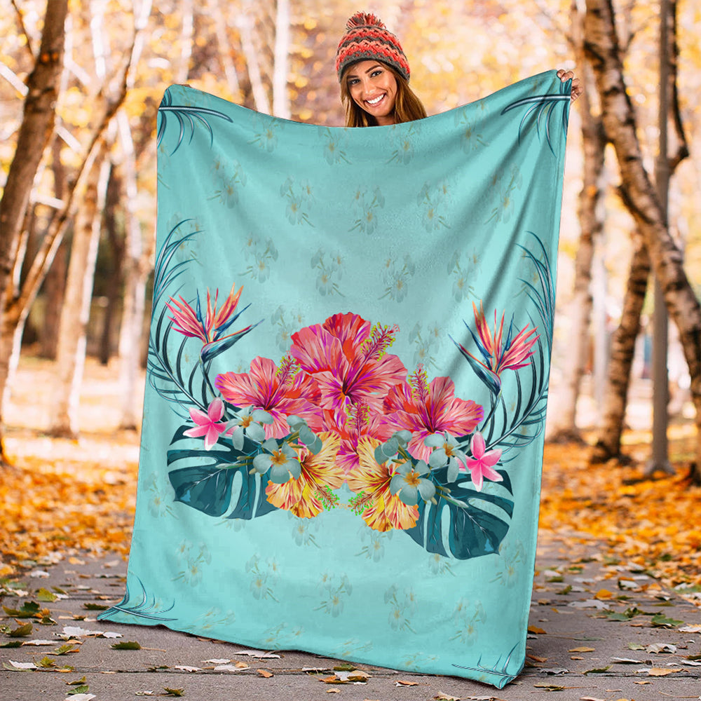 Hawaii Premium Blanket Flower Hibicus Plumeria Centre-Myprintsy