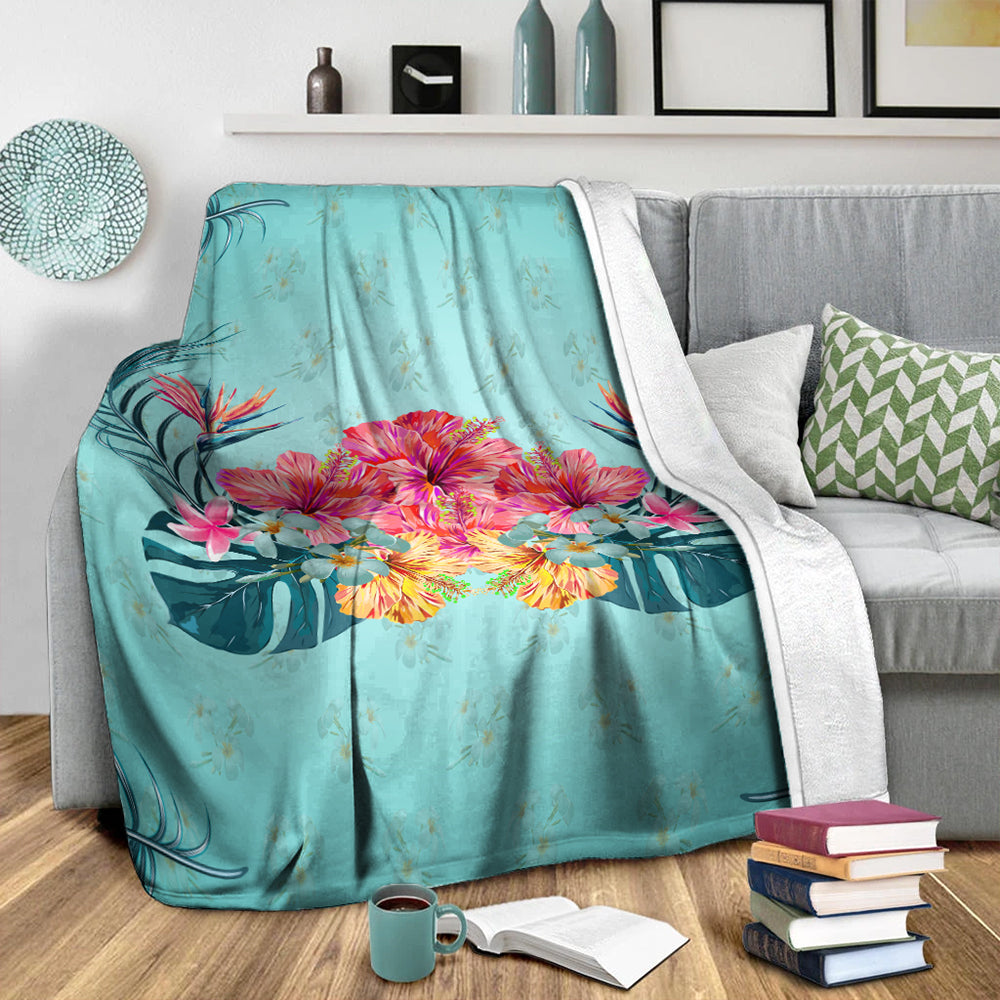 Hawaii Premium Blanket Flower Hibicus Plumeria Centre-Myprintsy