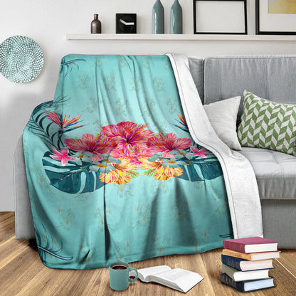 Hawaii Premium Blanket Flower Hibicus Plumeria Centre-Myprintsy