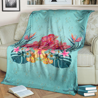 Hawaii Premium Blanket Flower Hibicus Plumeria Centre-Myprintsy