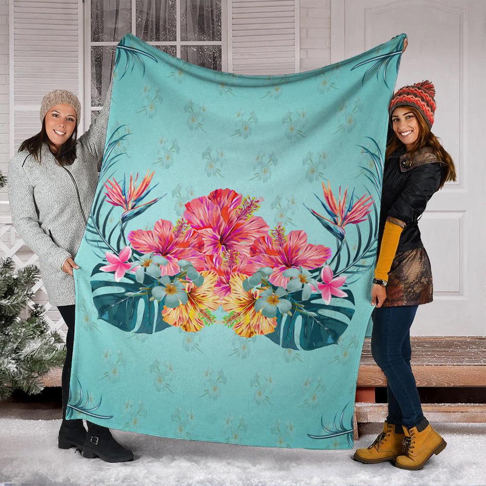 Hawaii Premium Blanket Flower Hibicus Plumeria Centre-Myprintsy