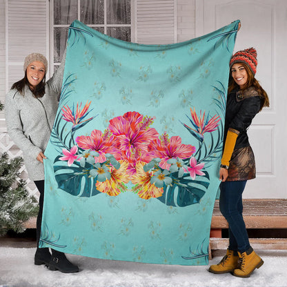 Hawaii Premium Blanket Flower Hibicus Plumeria Centre-Myprintsy