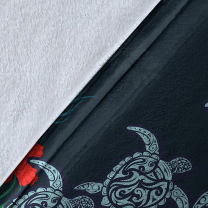 Hawaii Premium Blanket Four Turtle Hibiscus Tropical-Myprintsy