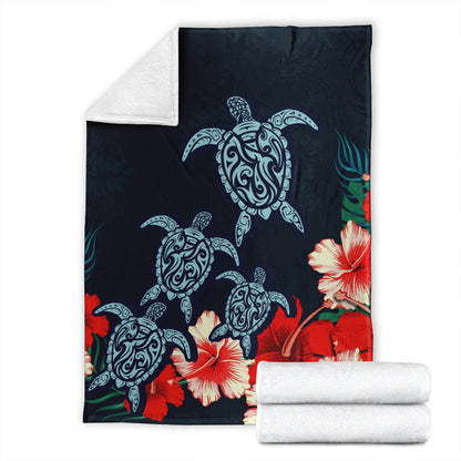 Hawaii Premium Blanket Four Turtle Hibiscus Tropical-Myprintsy