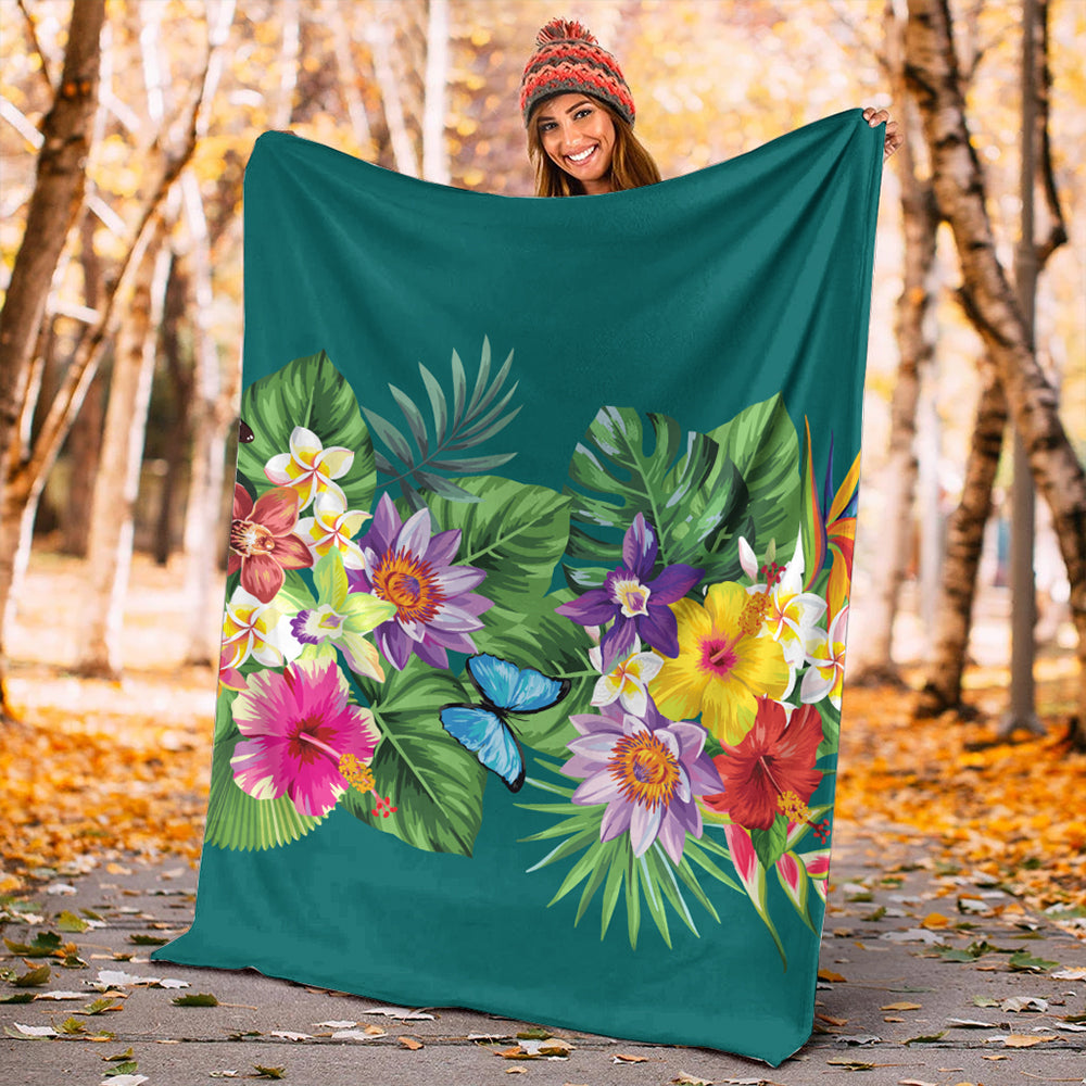 Hawaii Premium Blanket Garden Flower-Myprintsy