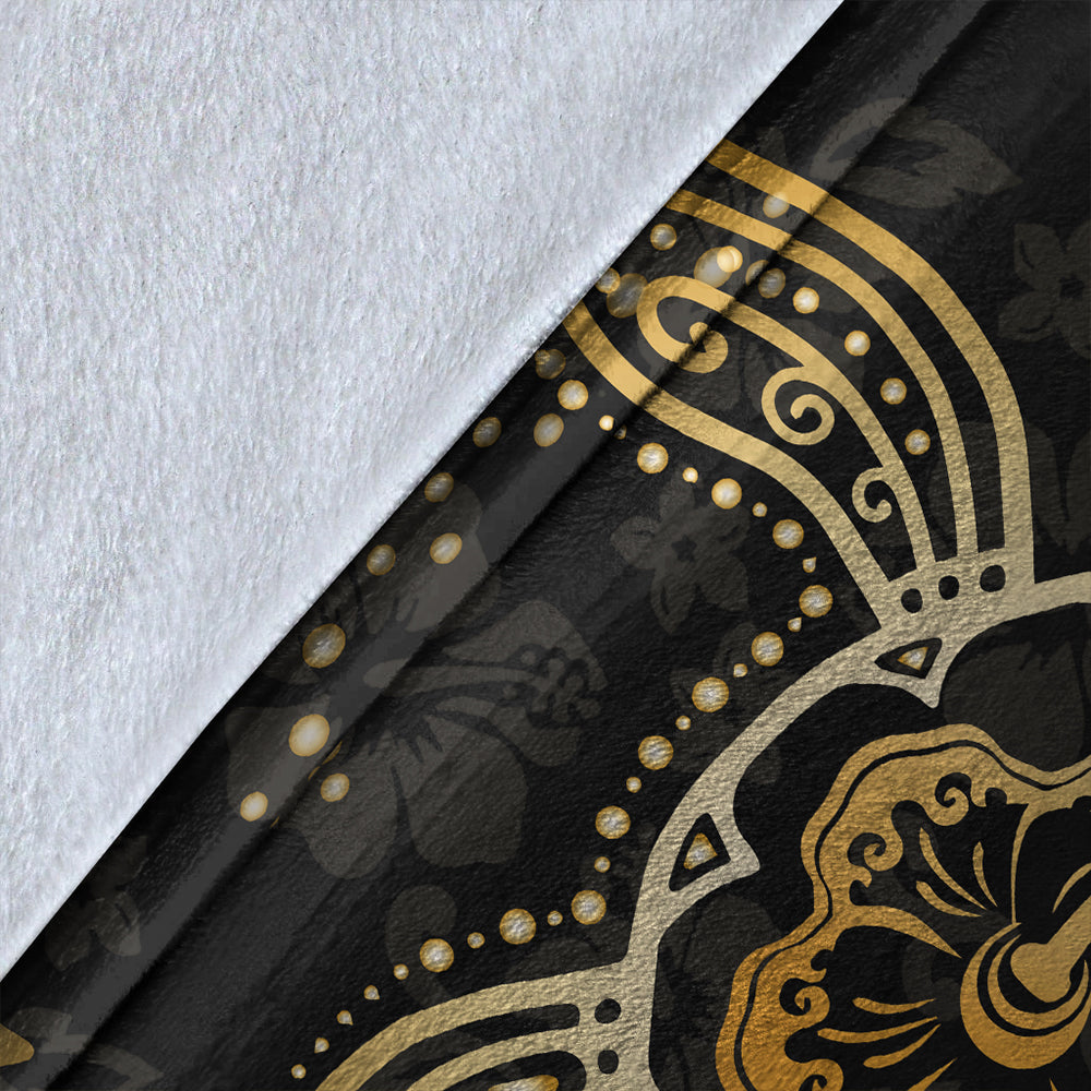 Hawaii Premium Blanket Golden Hibiscus And Turtle-Myprintsy